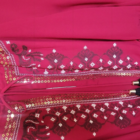 Altuzarra X Target Burgundy Long Sleeve Dress with Embroidery - Picture 3 of 10